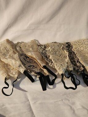 Lace headbands ecru & black great for girls & ladies 8-80 sets of two NEW !!